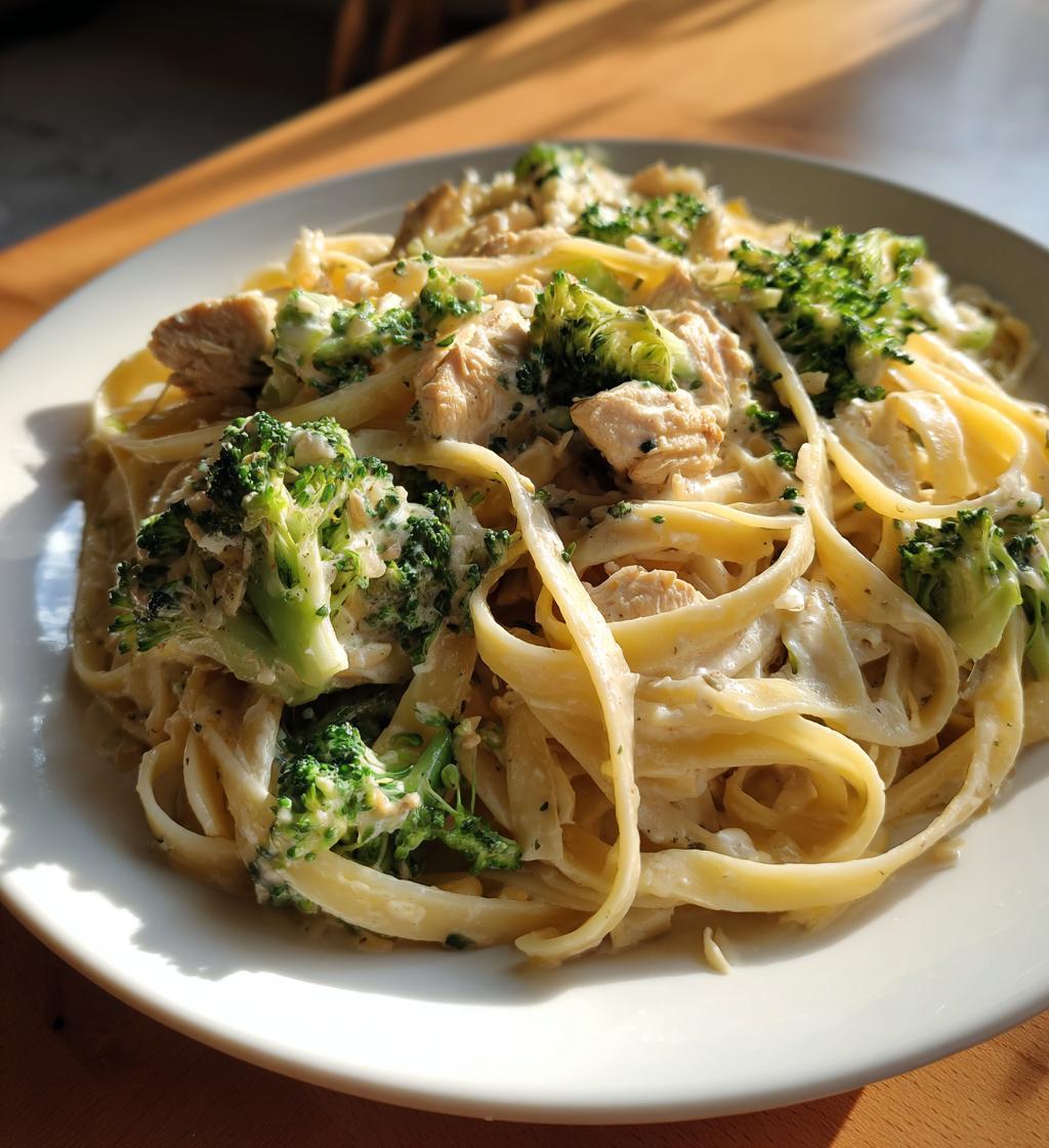 one pot creamy ranch chicken broccoli fettuccine - detail 1