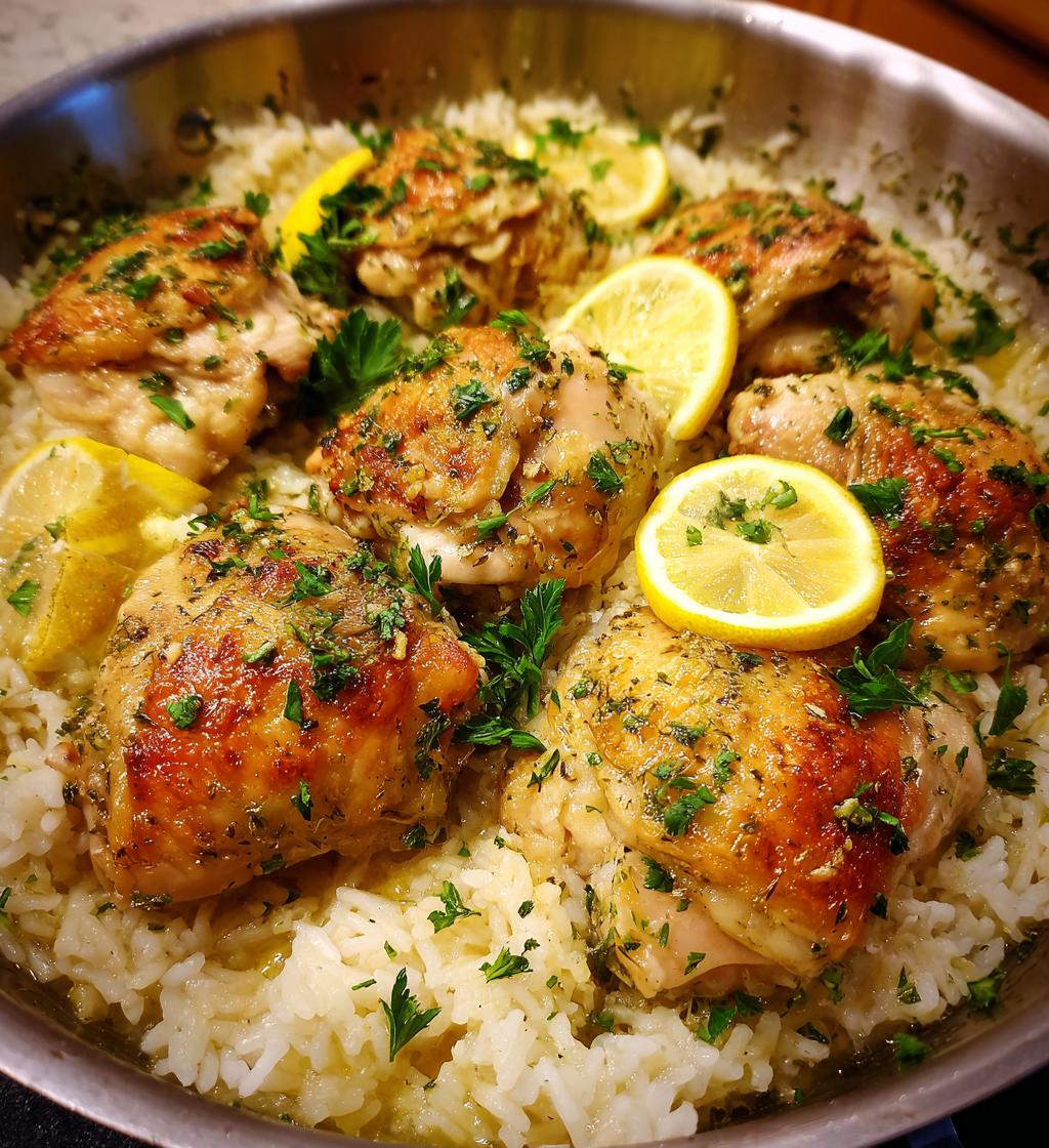 one pot lemon herb chicken and rice - detail 1