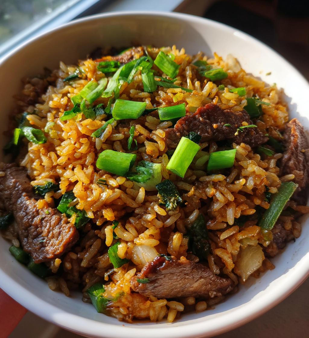 onion beef fried rice recipe - detail 1