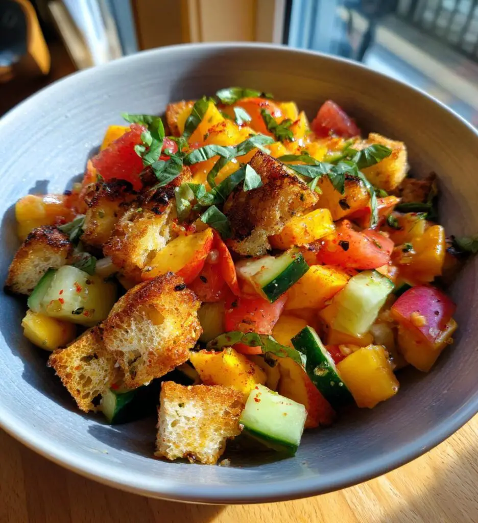 peach panzanella salad