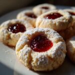 raspberry filled almond snowball cookies