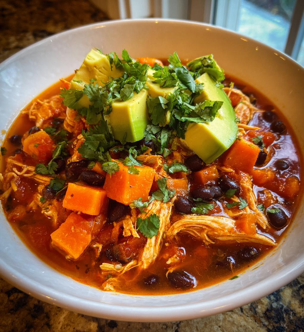 slow cooker chicken and sweet potato chili - detail 1