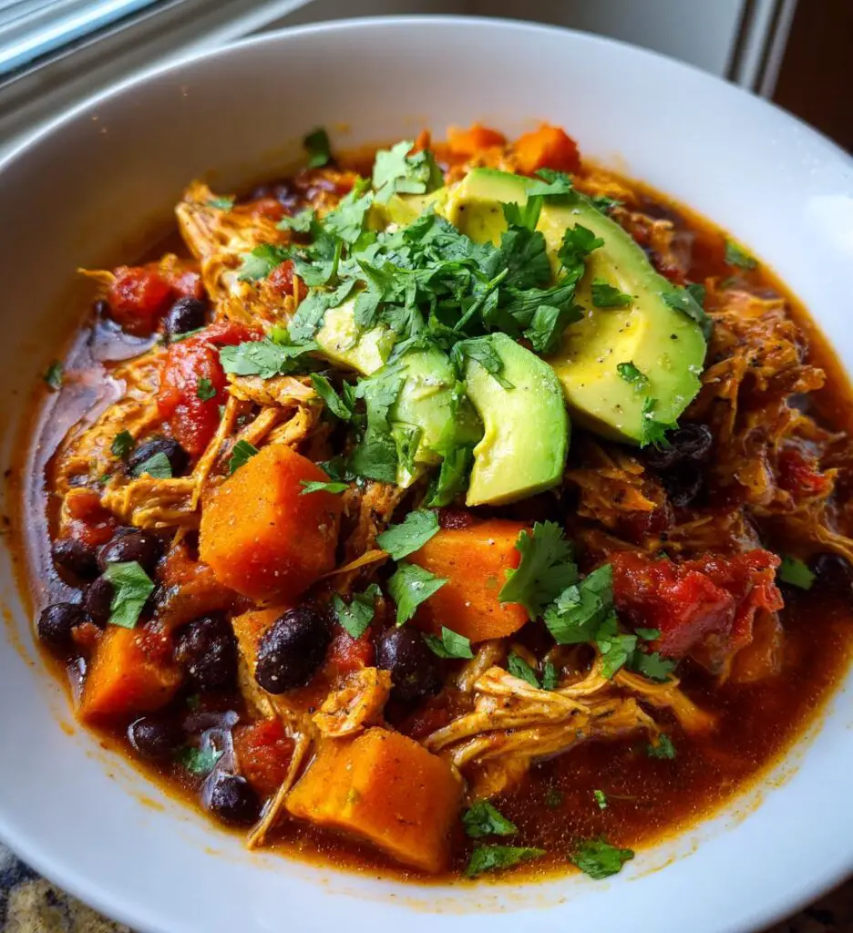slow cooker chicken and sweet potato chili
