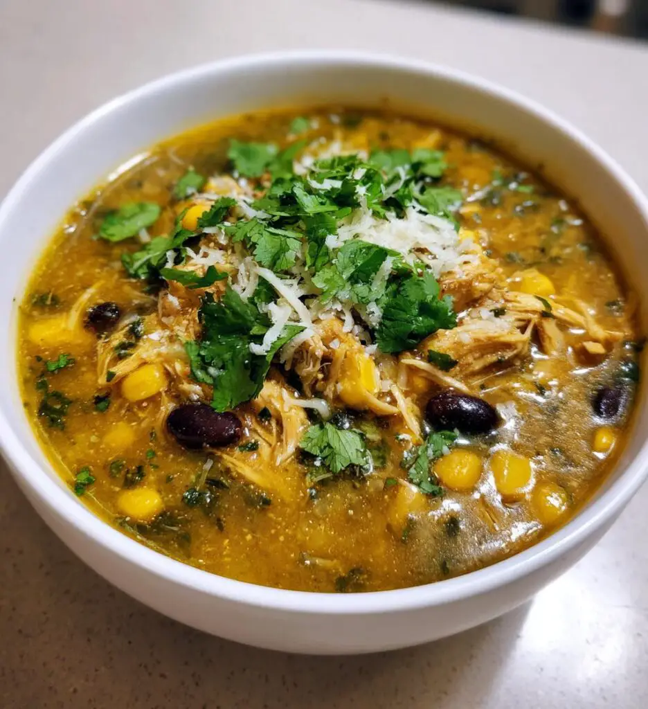 slow cooker creamy green chile chicken enchilada soup