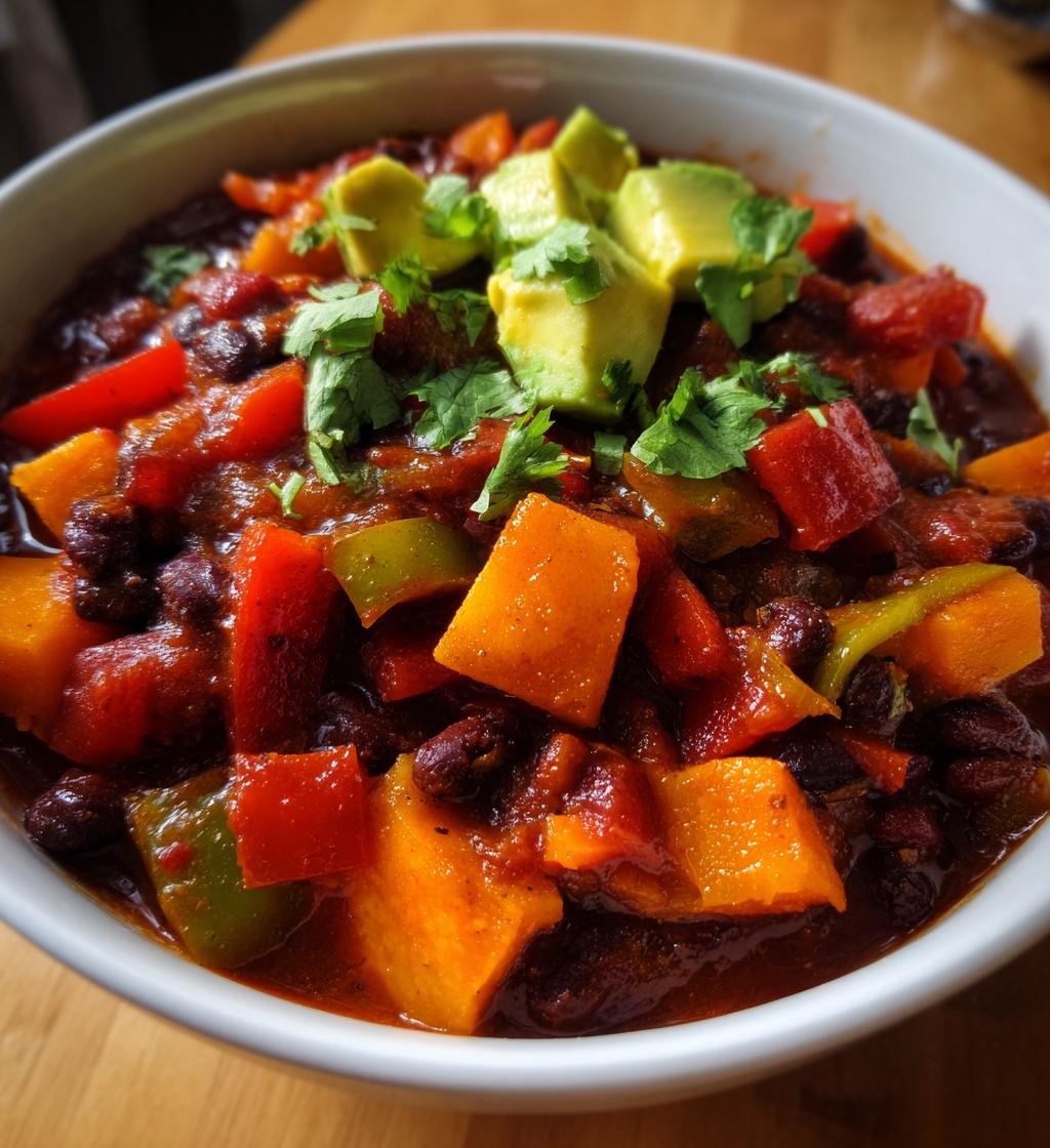 slow cooker sweet potato black bean chili - detail 1