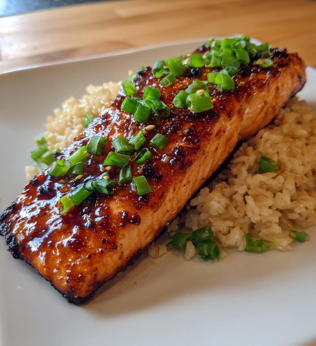 spicy honey garlic salmon - detail 1