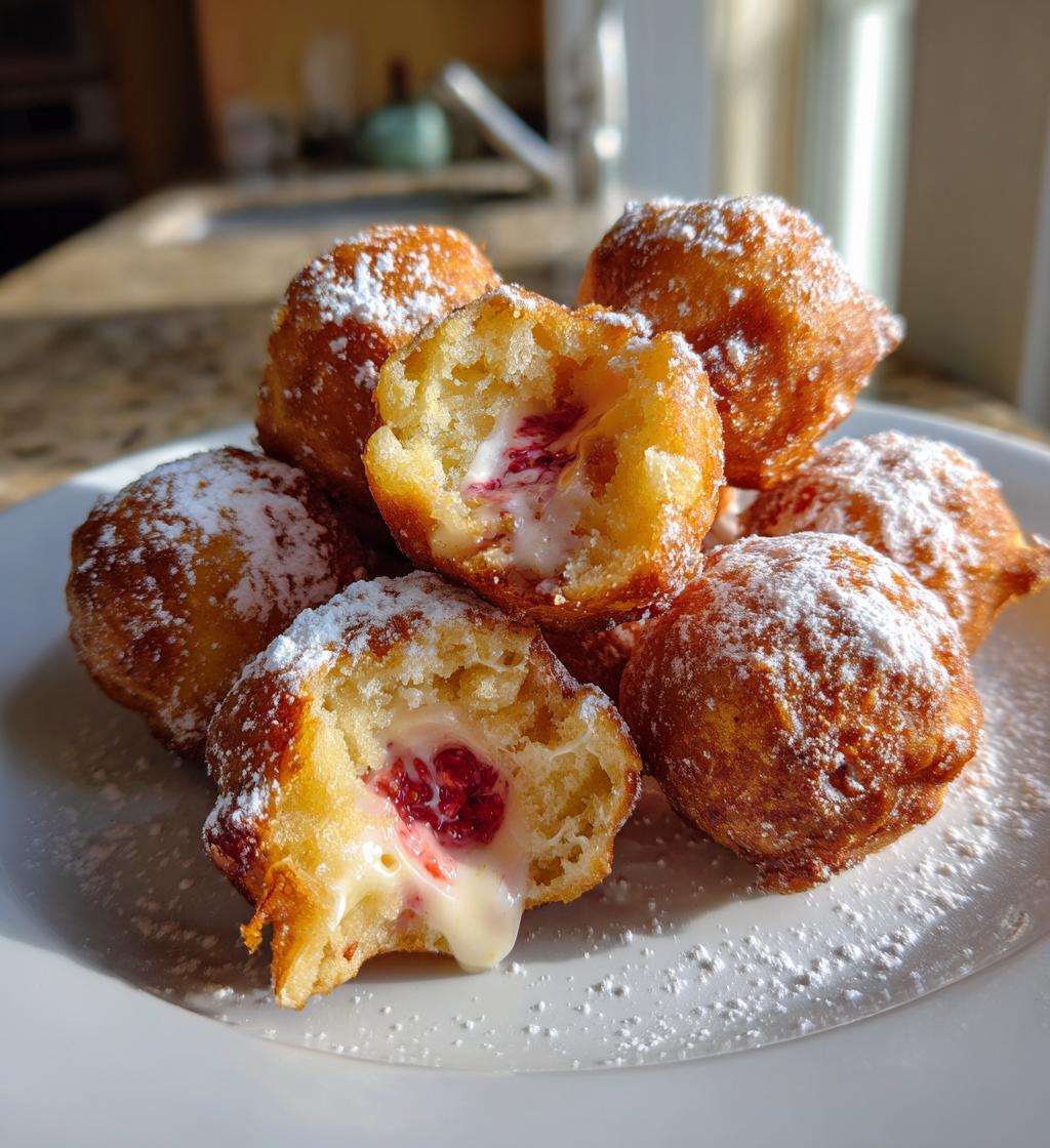 strawberry cheesecake stuffed donut holes - detail 1