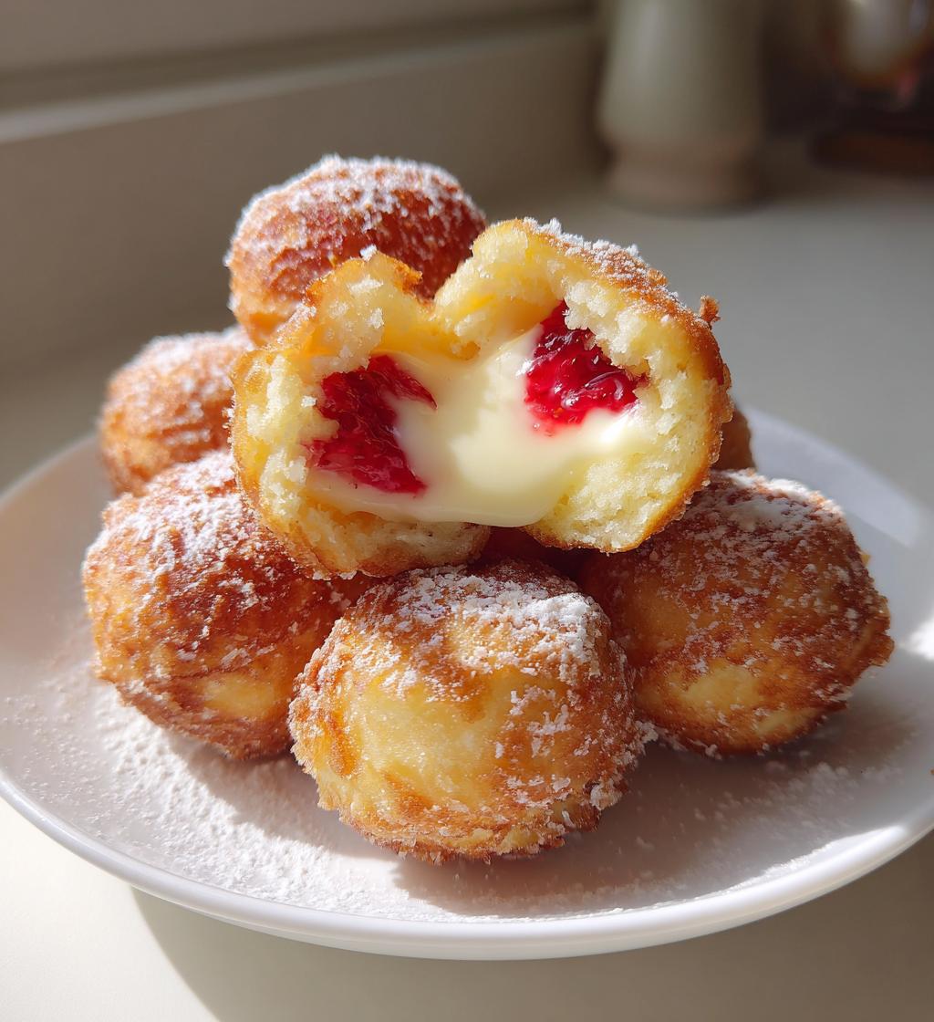 strawberry cheesecake stuffed donut holes