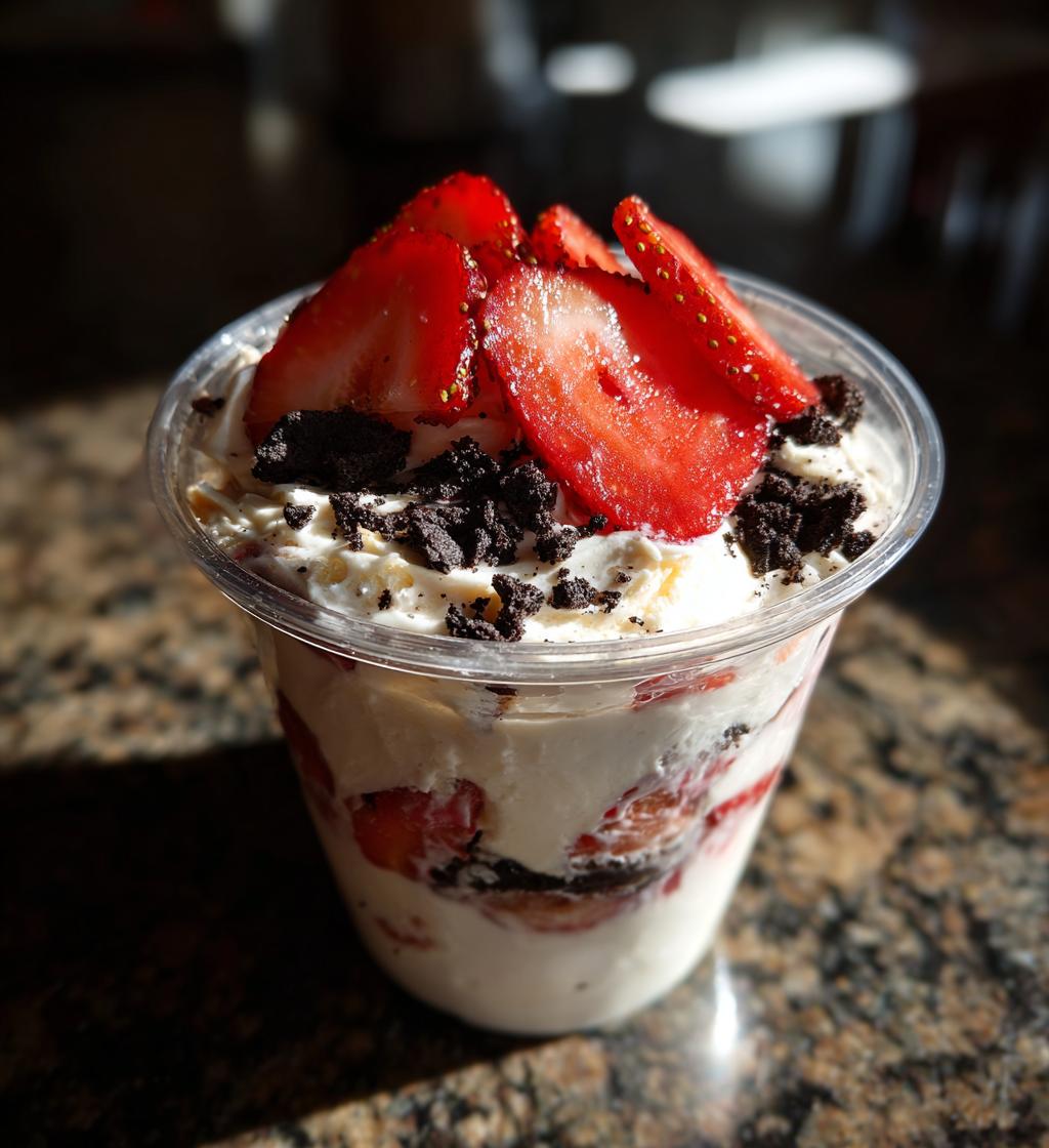 strawberry oreo cheesecake cup - detail 1