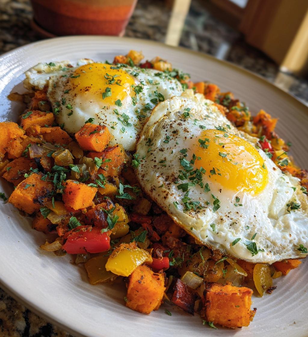 sweet potato hash with eggs - detail 1