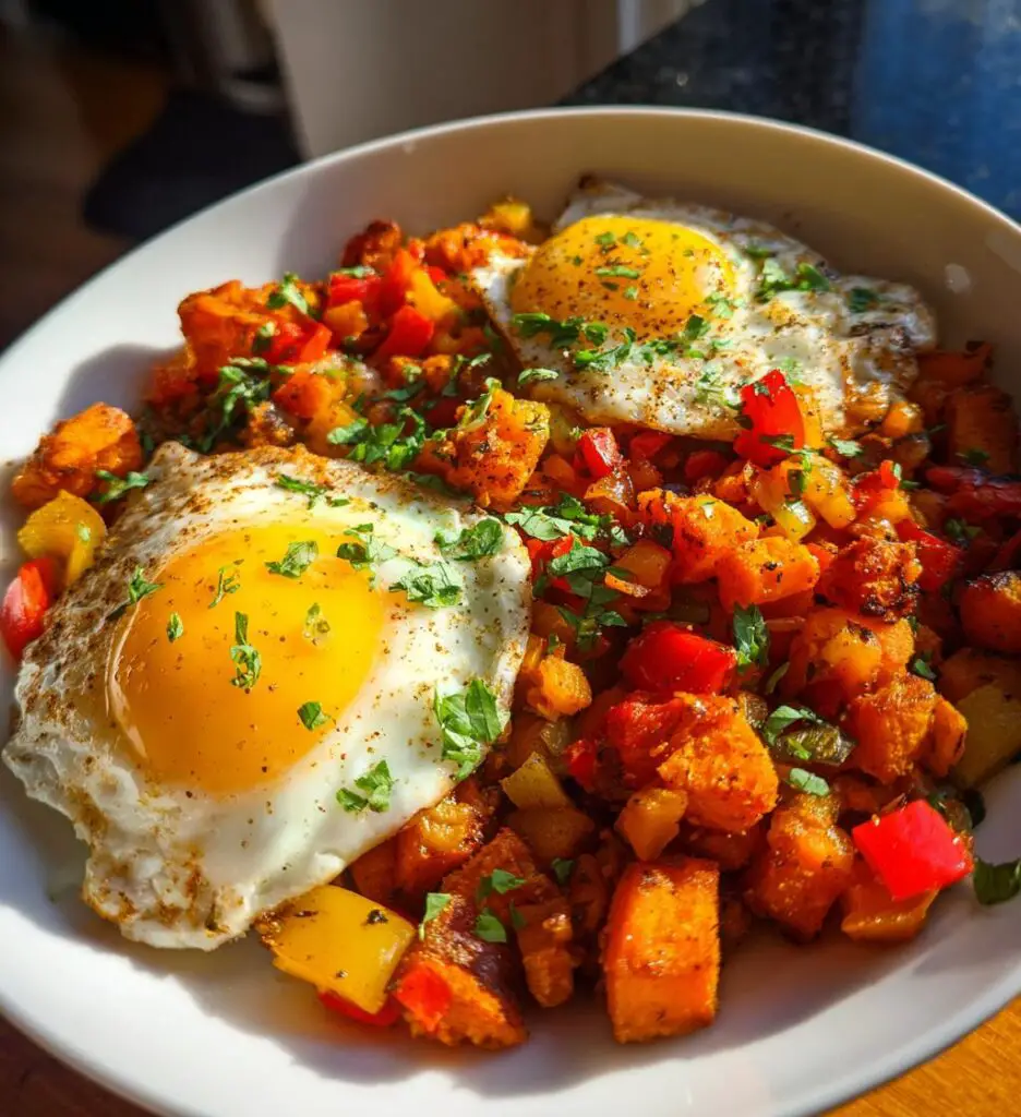 sweet potato hash with eggs