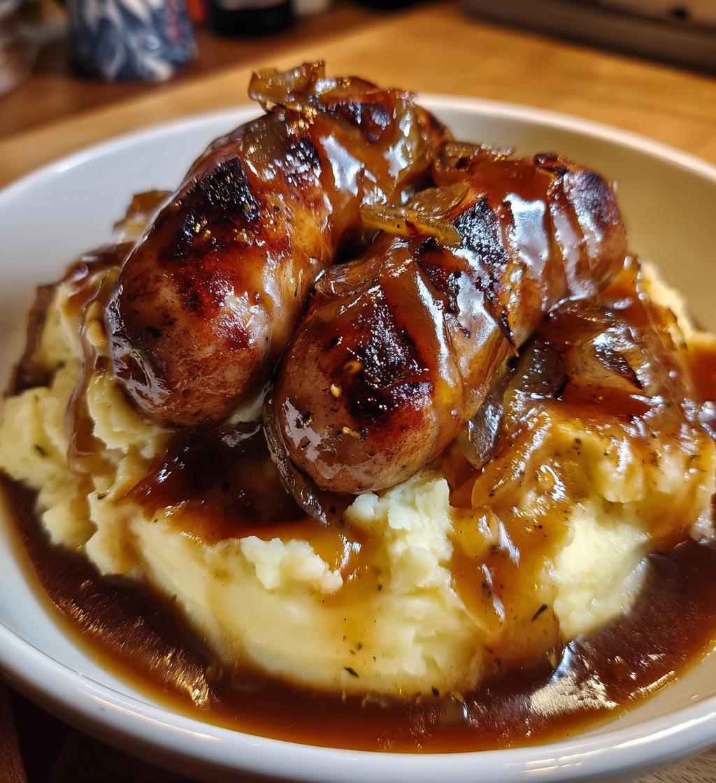 true bangers and mash with onion gravy - detail 1