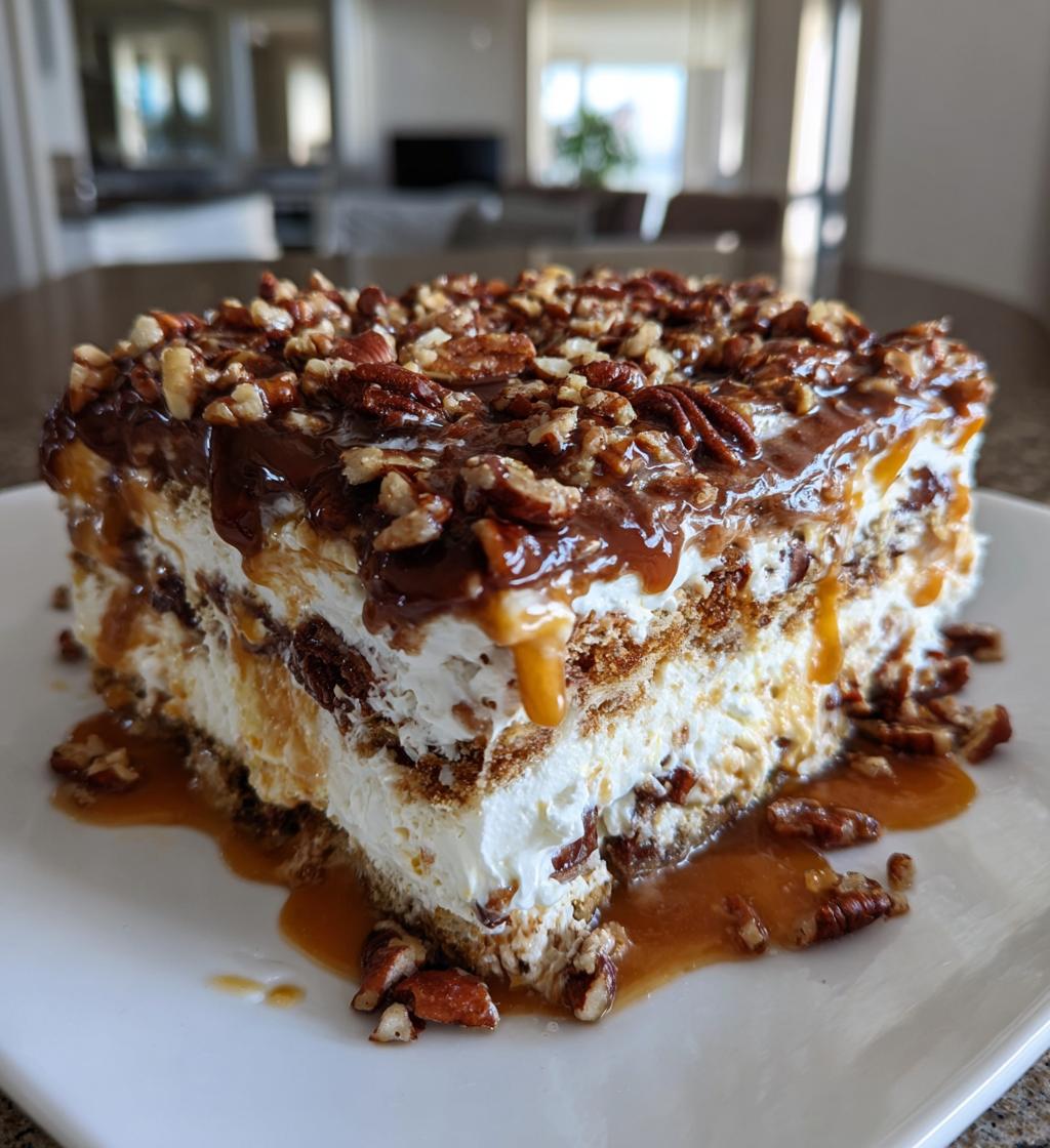 turtle lasagna dessert - detail 1