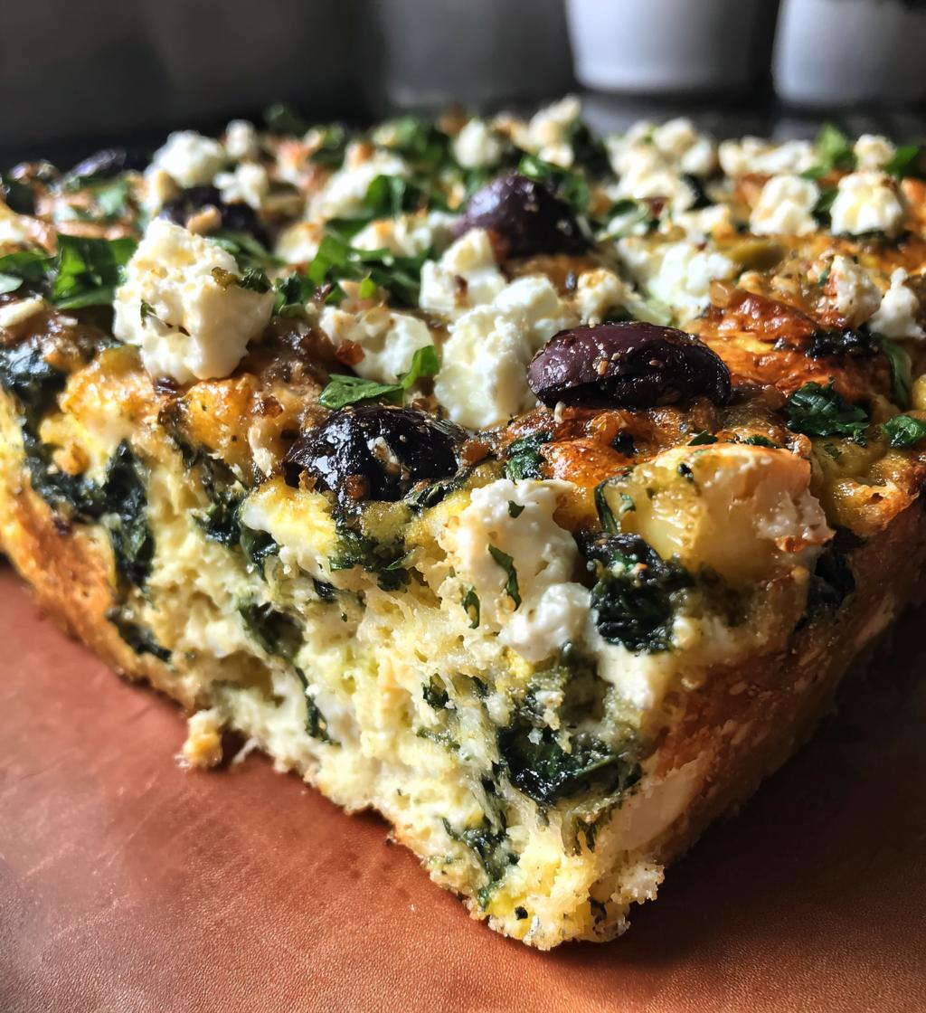Greek Egg Casserole (Feta, Olives, Spinach) - detail 1