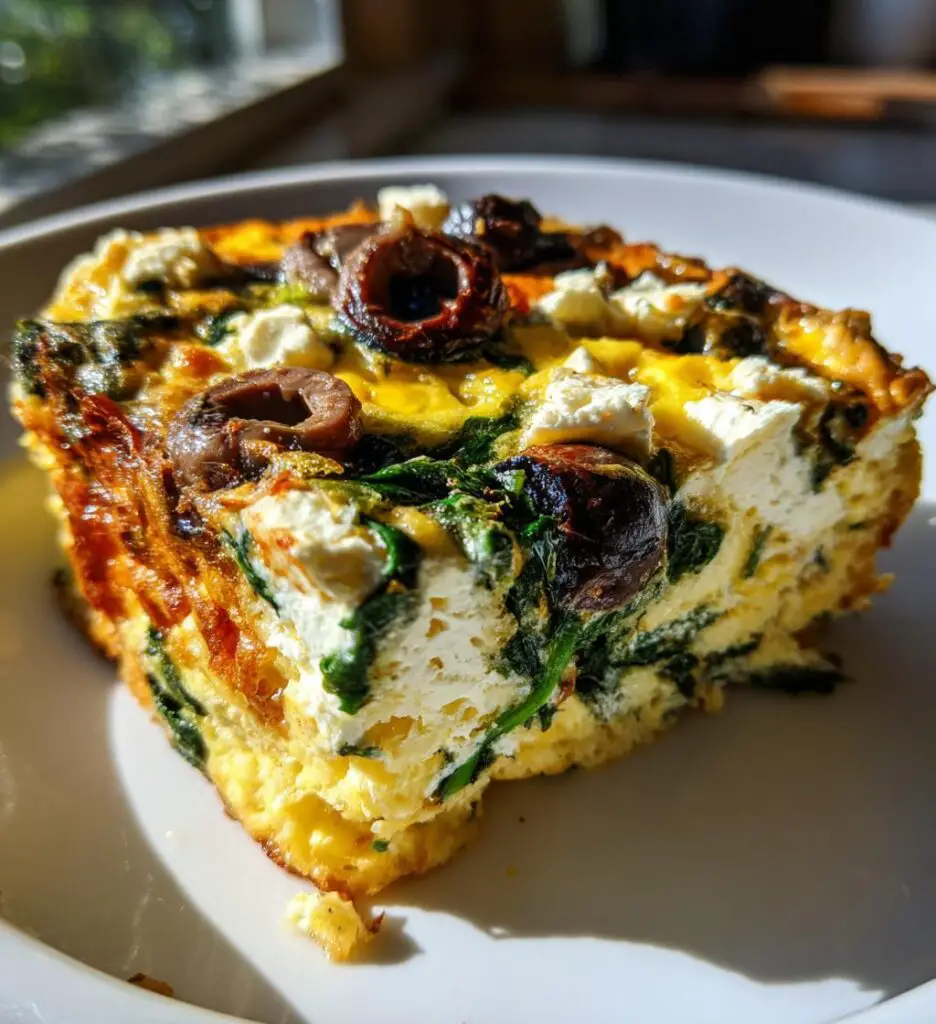 Greek Egg Casserole (Feta, Olives, Spinach)