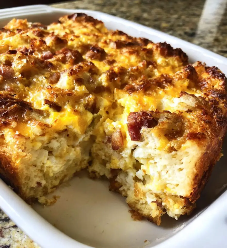 Overnight Ham & Cheese Breakfast Casserole