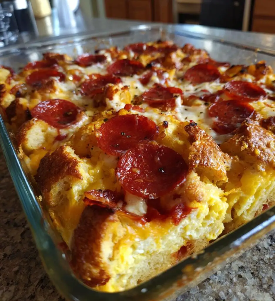 Pepperoni Pizza Breakfast Casserole