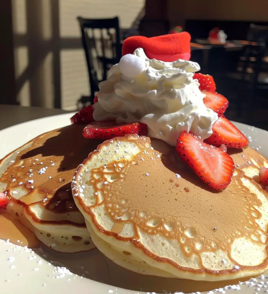 Santa Hat Strawberry Pancakes