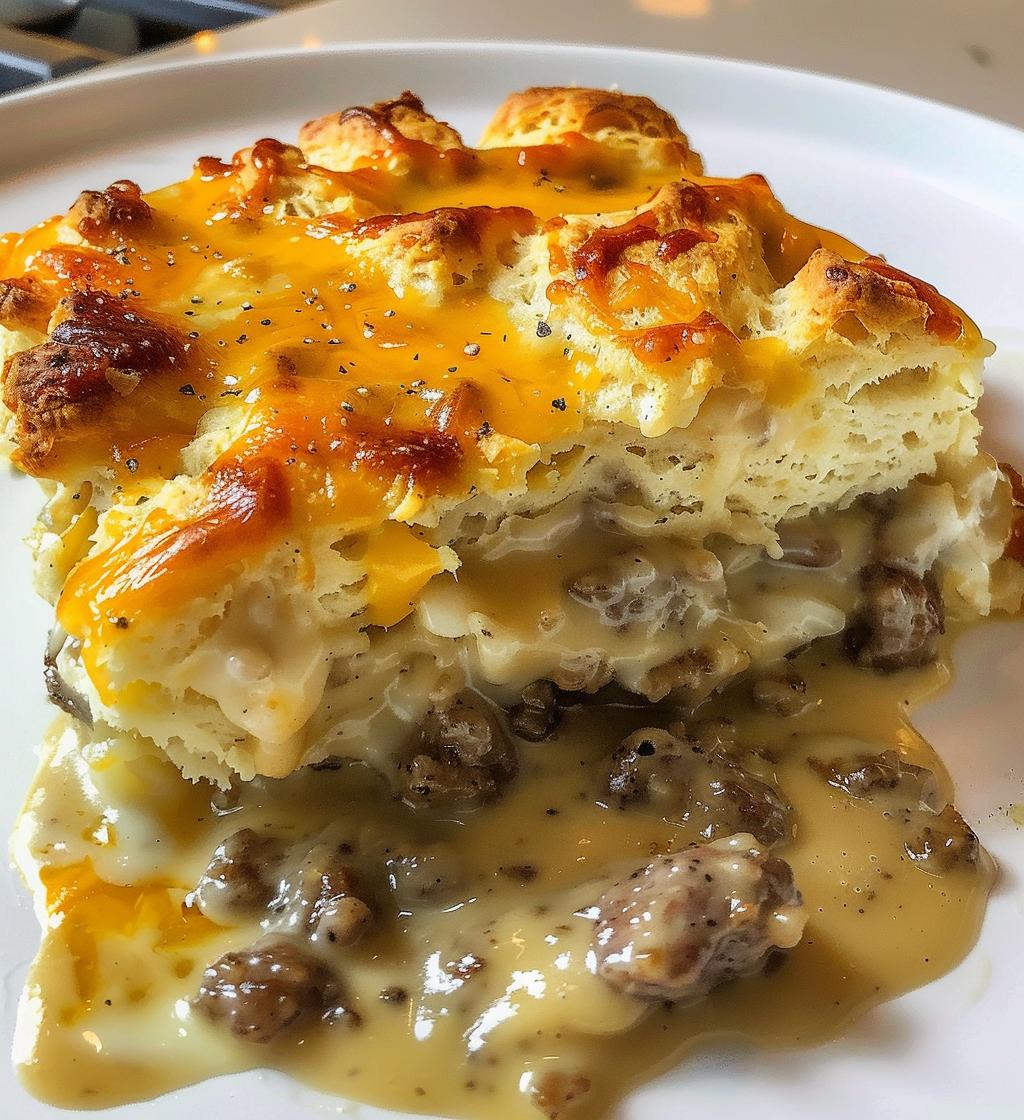 Sausage Gravy & Biscuits Casserole (or sausage-free) - detail 1