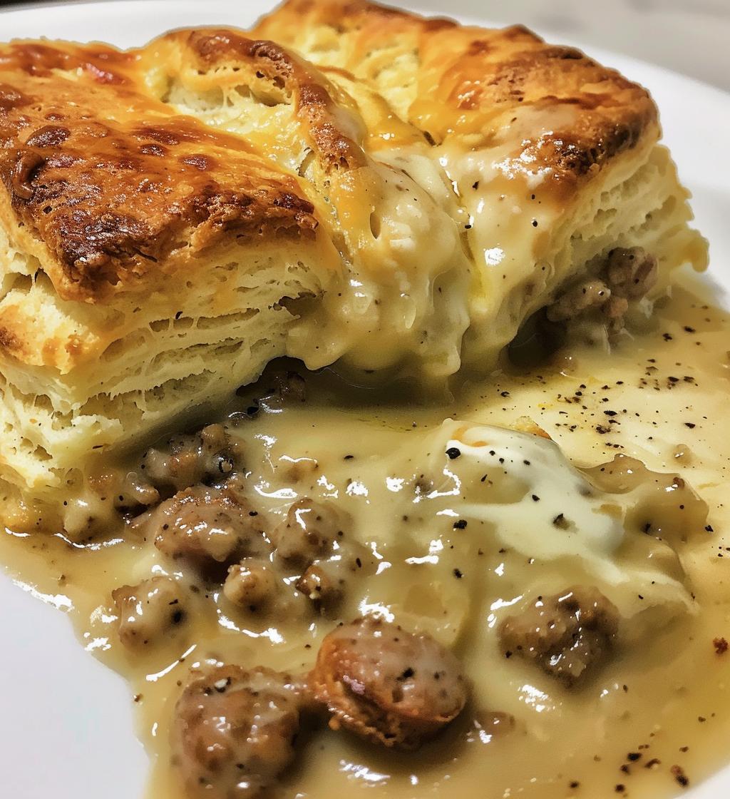 Sausage Gravy & Biscuits Casserole (or sausage-free)