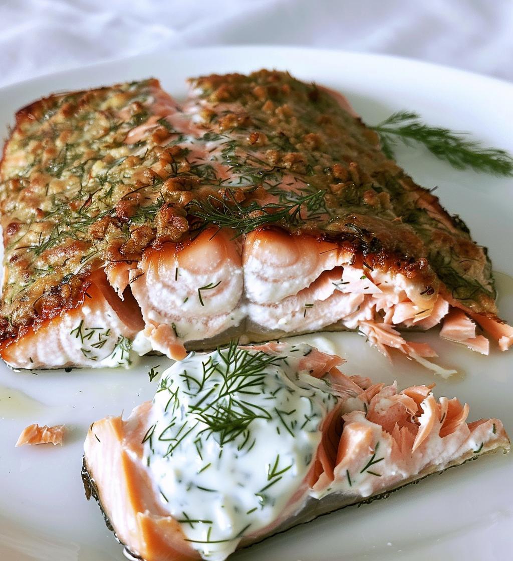 Baked Salmon with Dill Yogurt Sauce - detail 1