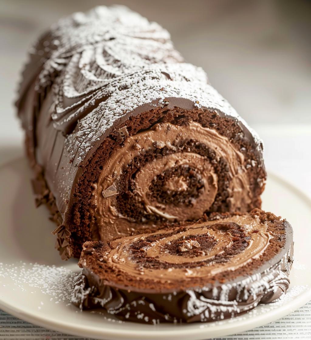 Chocolate yule log - detail 1