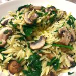 Garlic Orzo with Spinach and Mushrooms