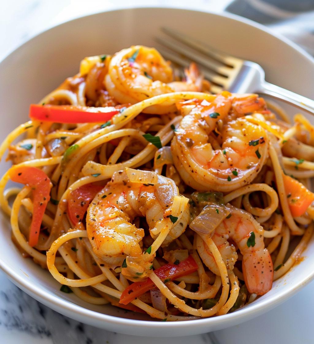 Jamaican Shrimp Pasta - detail 1