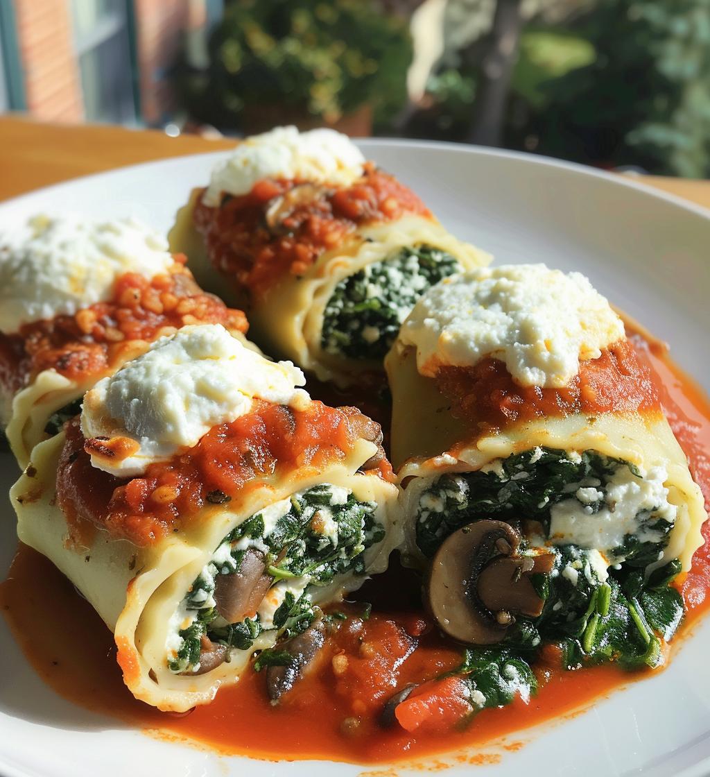 Mushroom Spinach Lasagna Rolls - detail 1