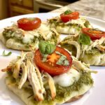 Pesto Chicken Flatbread Bites