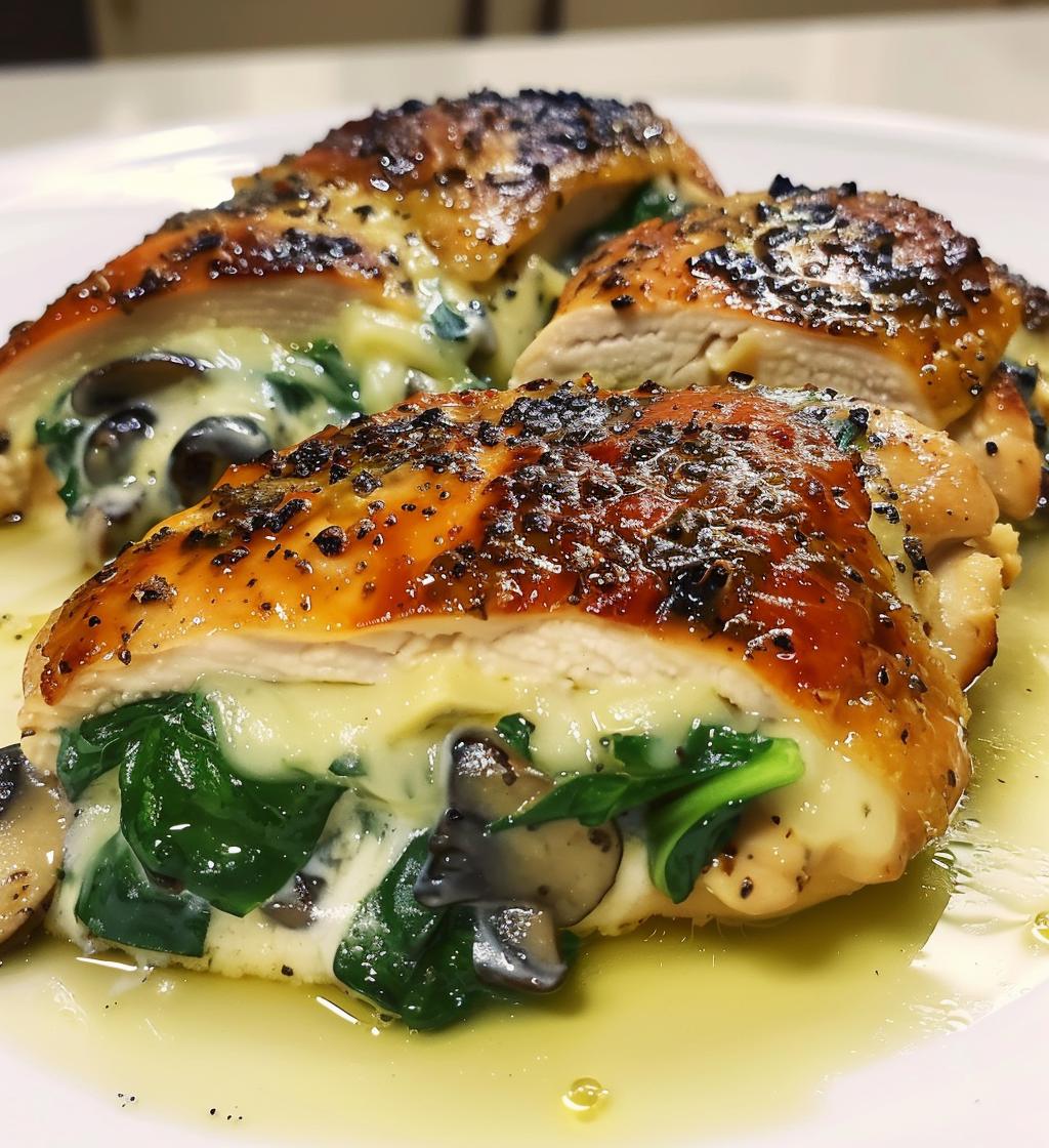 Spinach & Mushroom Stuffed Chicken