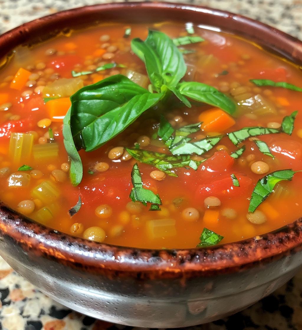 Tomato Basil Lentil Soup - detail 1