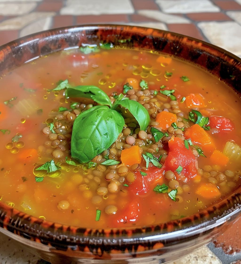 Tomato Basil Lentil Soup