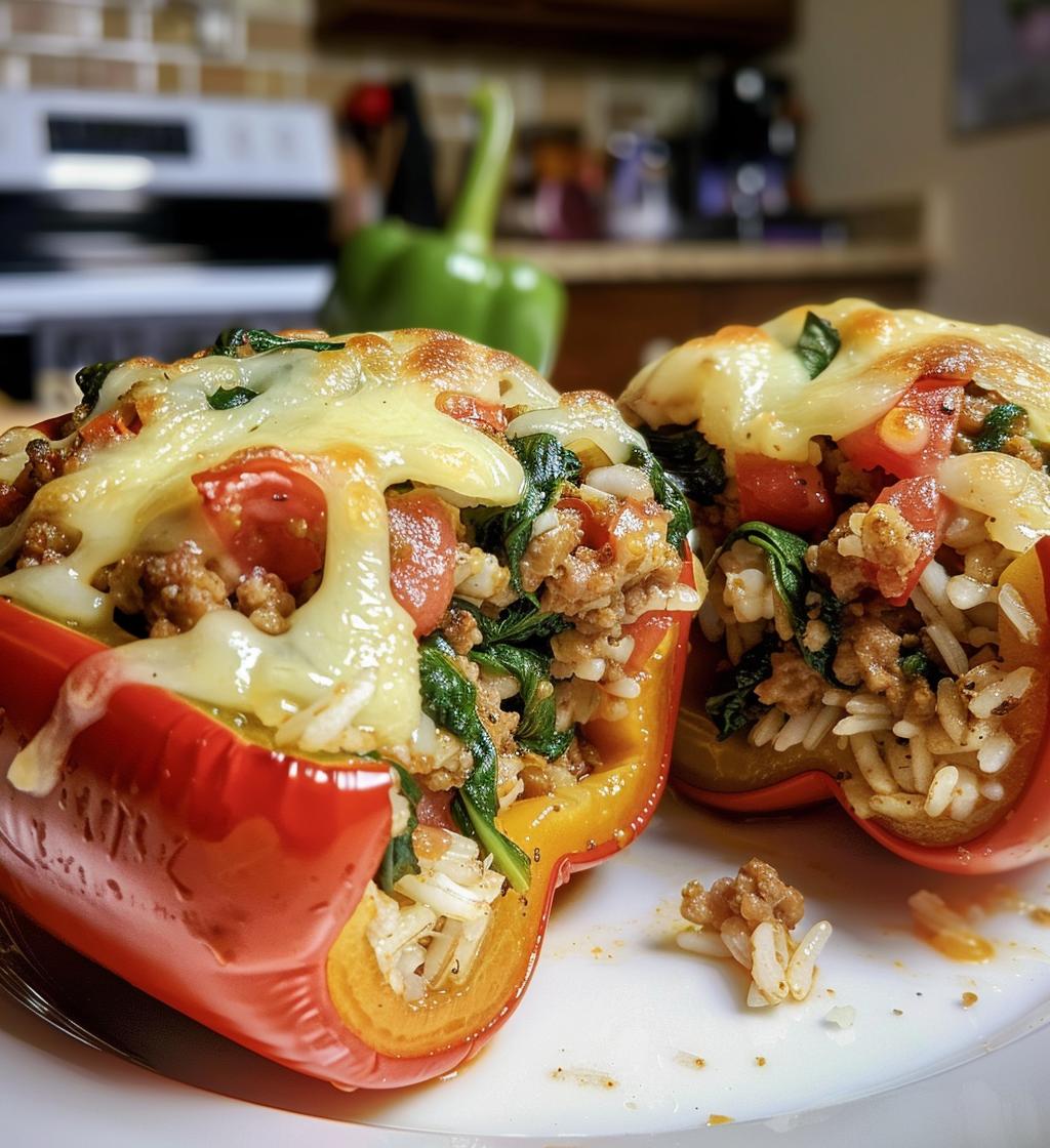 Turkey & Spinach Stuffed Peppers - detail 1