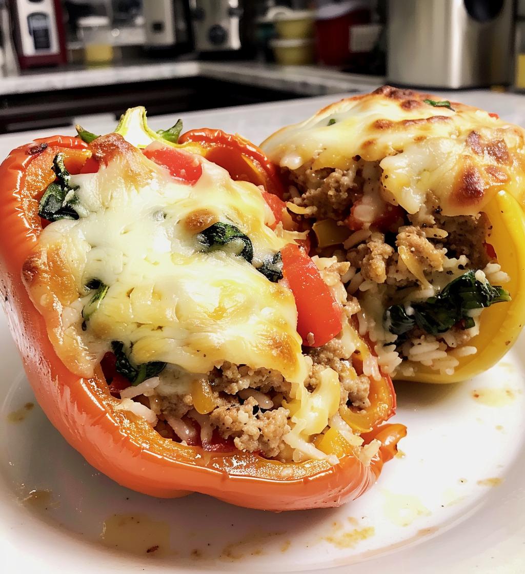Turkey & Spinach Stuffed Peppers