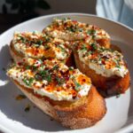 Hot Honey Whipped Feta Crostini