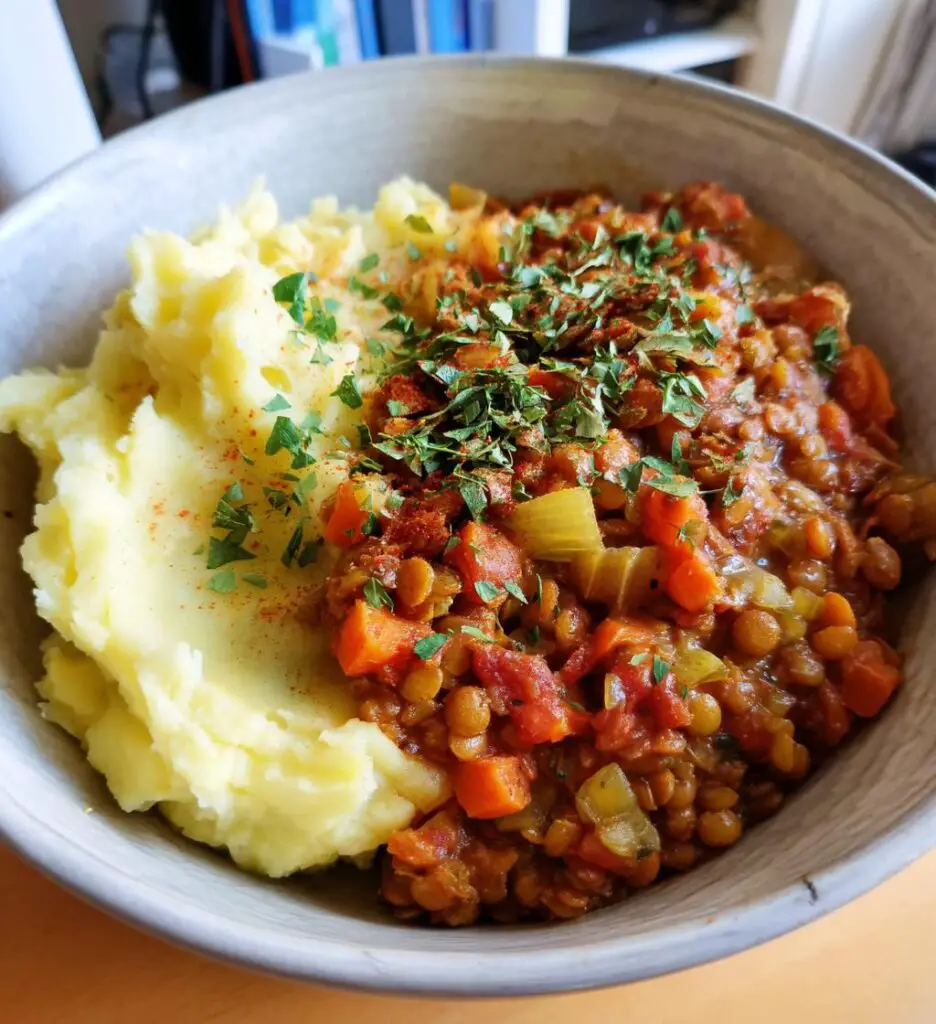 Lentil Stew with Mashed Potatoes