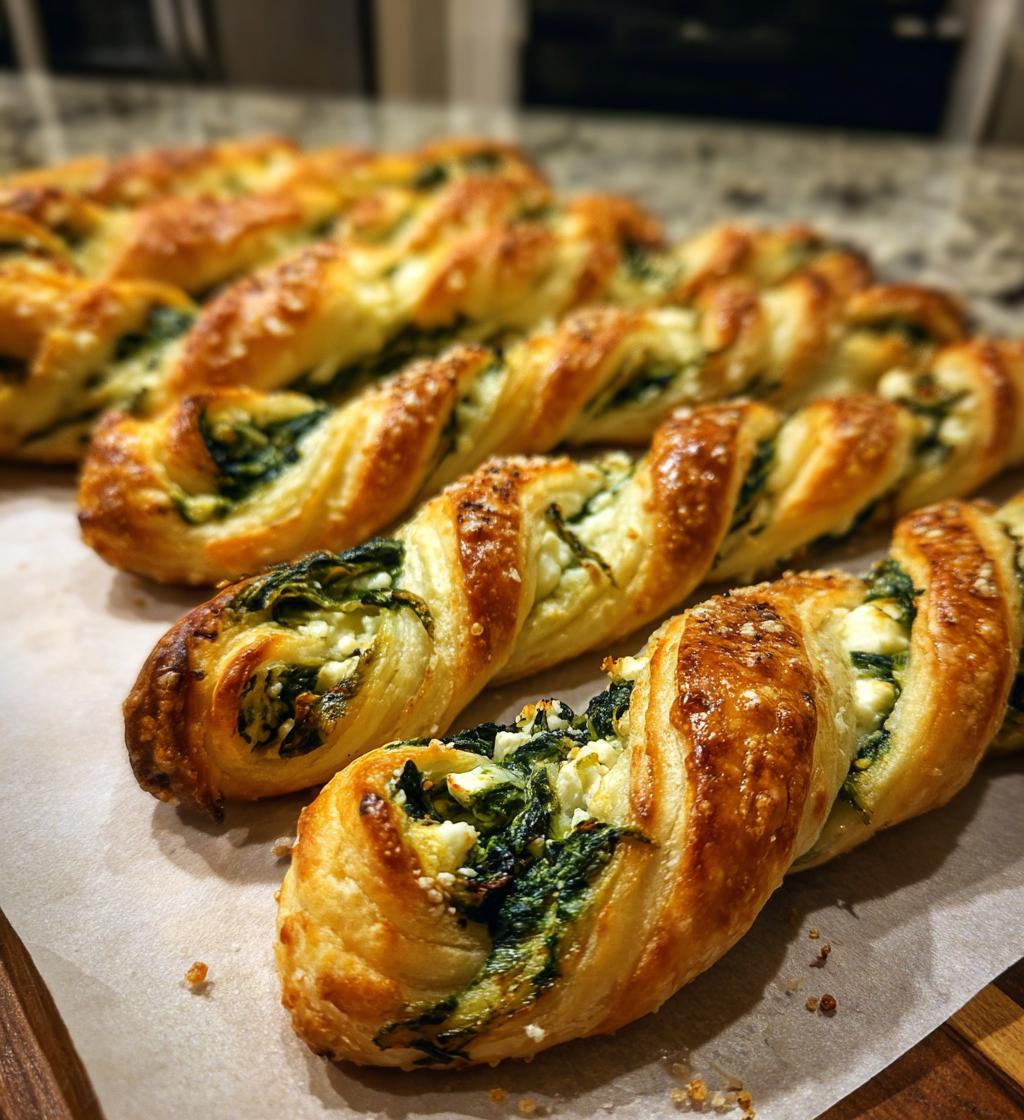 Spinach Feta Puff Pastry Twists - detail 1