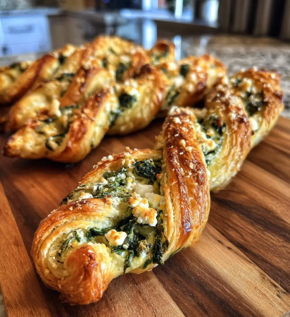 Spinach Feta Puff Pastry Twists